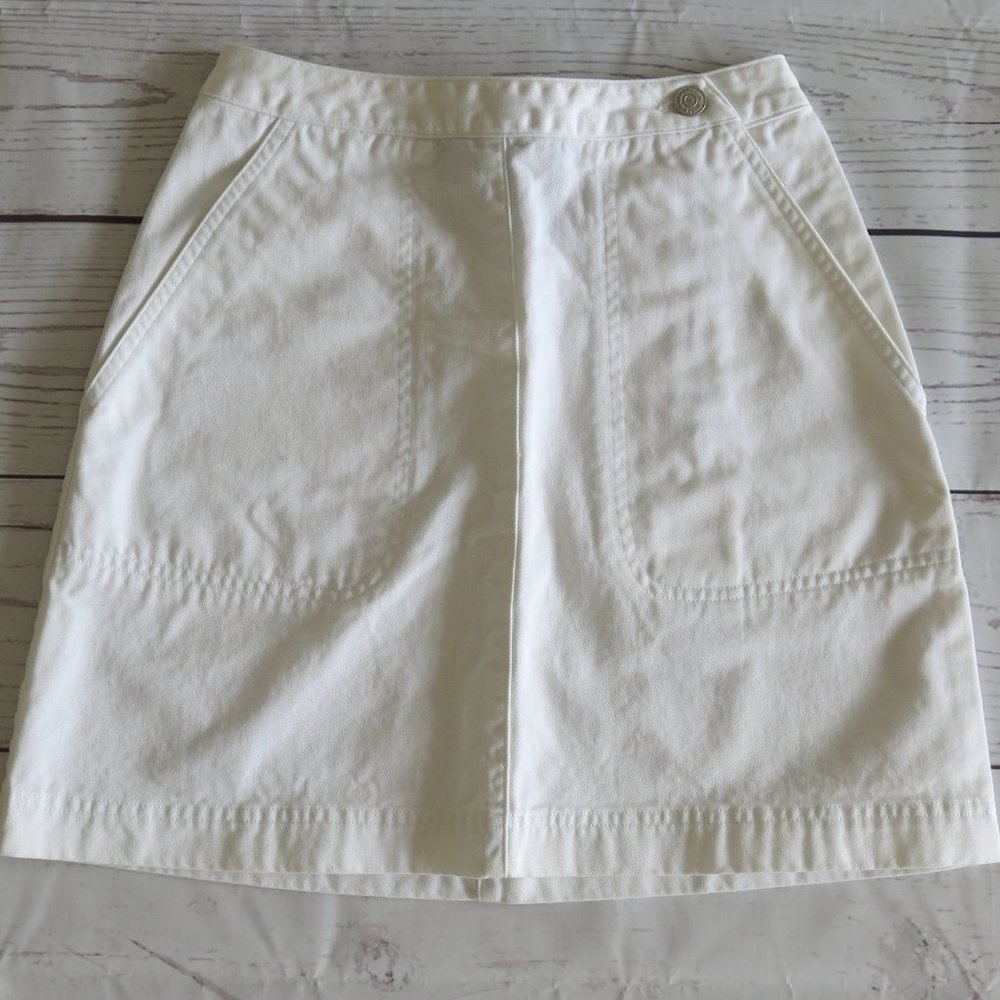Lauren Ralph Lauren 100% Cotton White Side Zip Mini Skirt - size 2P